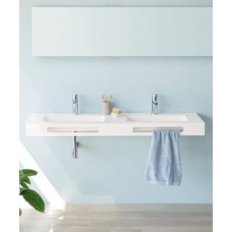 Double vasque suspendue Cardiff Muro - 160x46 cm