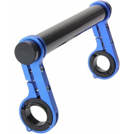 Double Vélo de montagne Guidon Extender pour compteur de vitesse lampe de poche support (Tube de carbone bleu à double cadre de 20 cm)