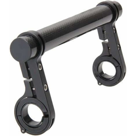 Double Vélo de montagne Guidon Extender pour compteur de vitesse lampe de poche support (Tube de carbone noir à double cadre de 20 cm)