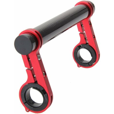 Double Vélo de montagne Guidon Extender pour compteur de vitesse lampe de poche support (Tube de carbone rouge à double cadre de 20 cm)