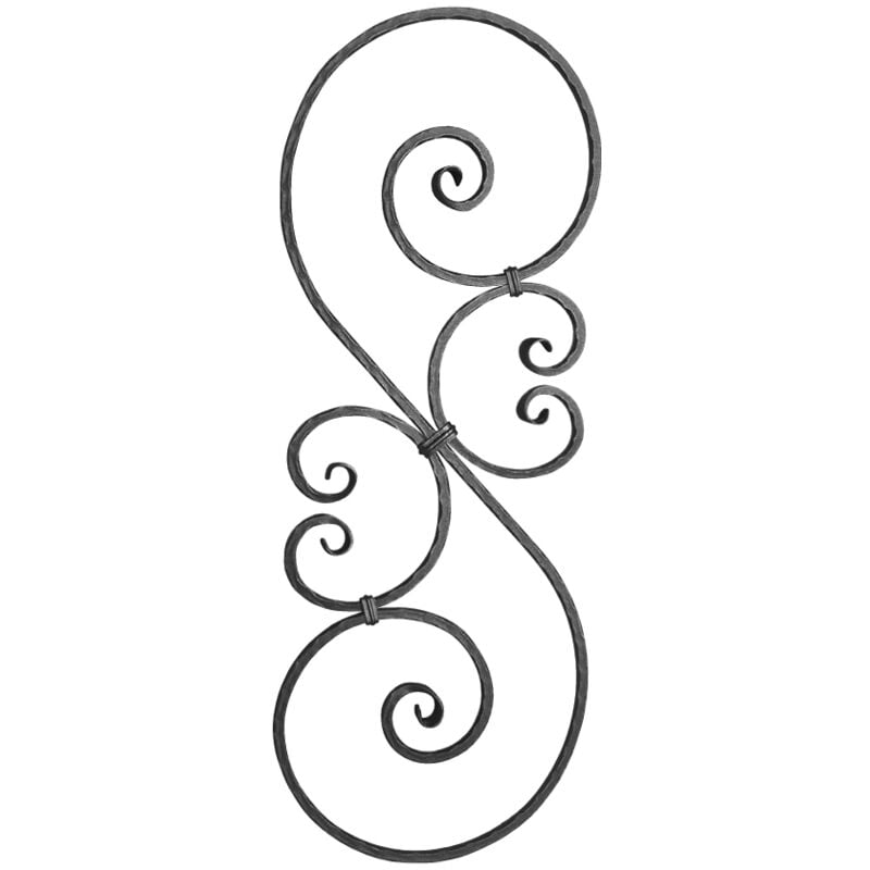 Panneau grande volute - Hauteur 900mm Largeur 330mm en plat carré martelé de 14mm - Fer forgé - à souder Deco Fer Forge