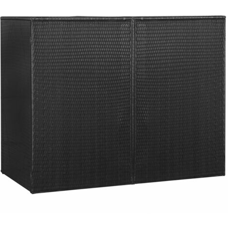 Double Wheelie Bin Shed Black 153x78x120 cm Poly Rattan