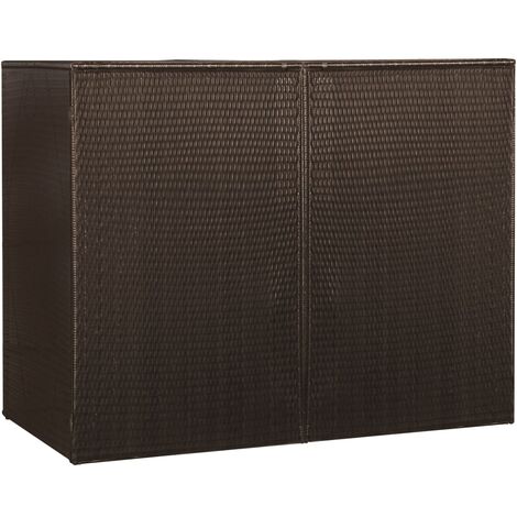 Double Wheelie Bin Shed Brown 153x78x120 cm Poly Rattan