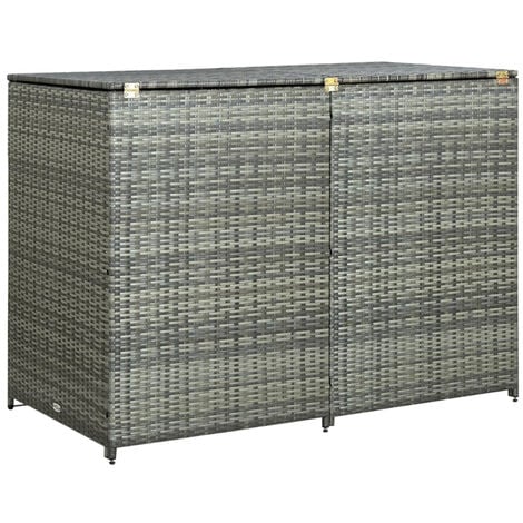 Double Wheelie Bin Shed Poly Rattan Anthracite 148x77x111 cm