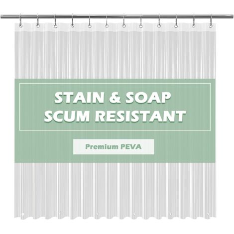Doublure De Douche - 183 x 183 cm - Peva Sans Pvc - Imperméable - Oeillets Métalliques Anti-Rouille - Ourlet Contreventé - 1 Pièce