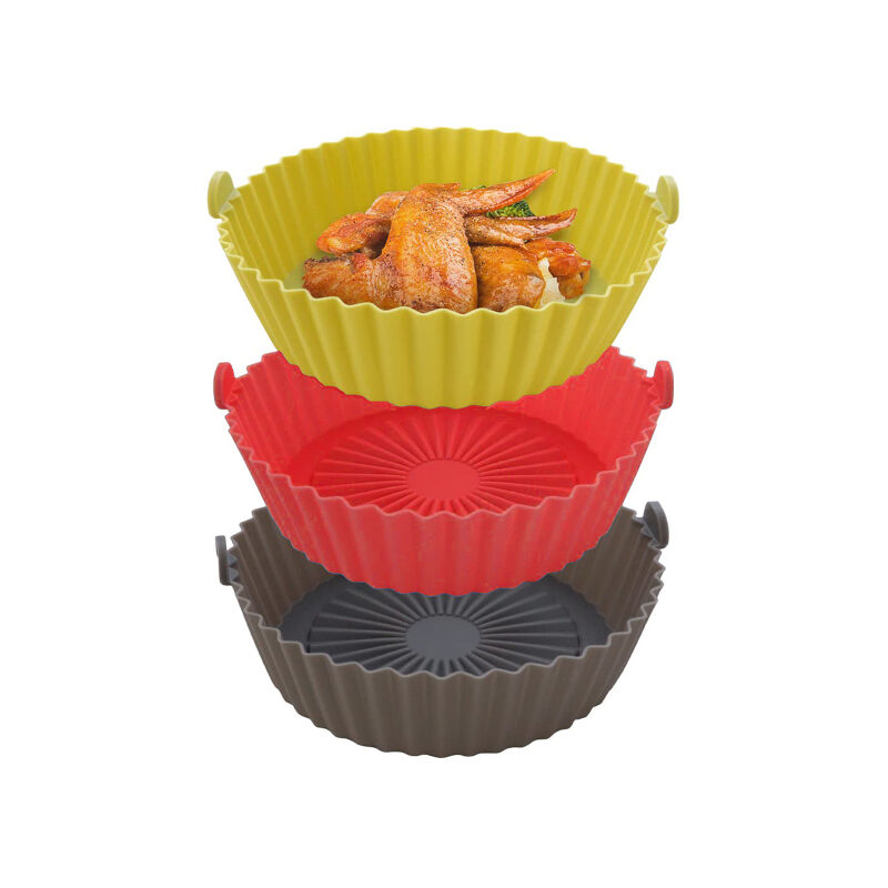 Lot de 3 doublures de friteuse à air en silicone de qualité alimentaire de 16,5 cm/6,5 pouces, faciles à nettoyer, réutilisables, sans danger pour