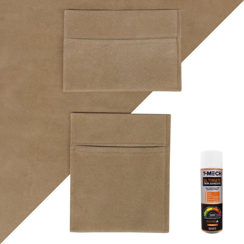 Monster Shop - Doublure Intérieure Beige, 2 Poches de Rangement & 5 Canettes Adhésif, en Feutre pour Van Couverture 11m², Polypropylène Extensible,