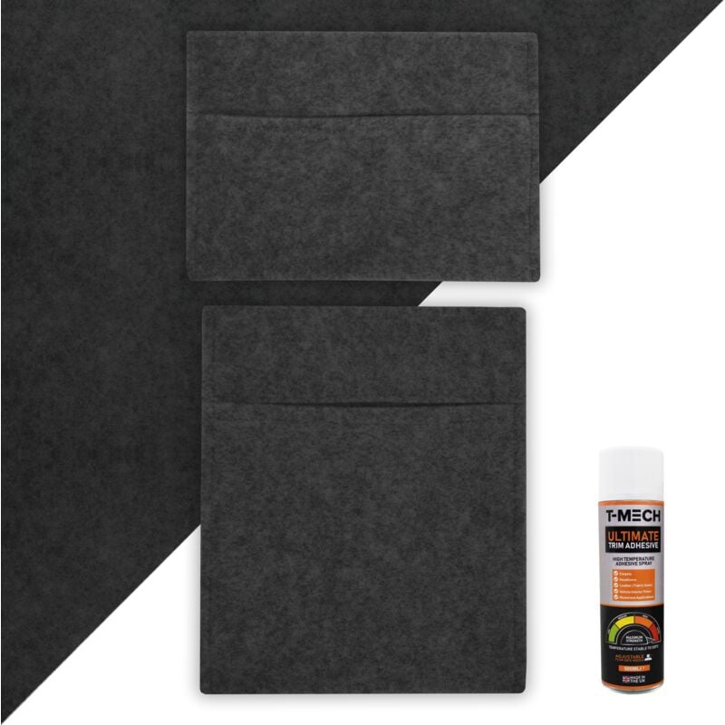 Monster Shop - Doublure Intérieure Gris Anthracite, 2 Poches de Rangement & 5 Canettes Adhésif, en Feutre pour Van Couverture 11m², Polypropylène