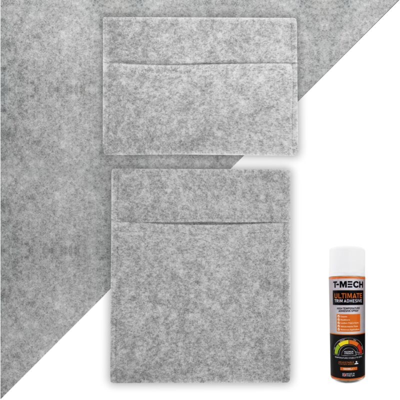 Monster Shop - Doublure Intérieure Gris Argenté, 2 Poches de Rangement & 5 Canettes Adhésif, en Feutre pour Van Couverture 11m², Polypropylène