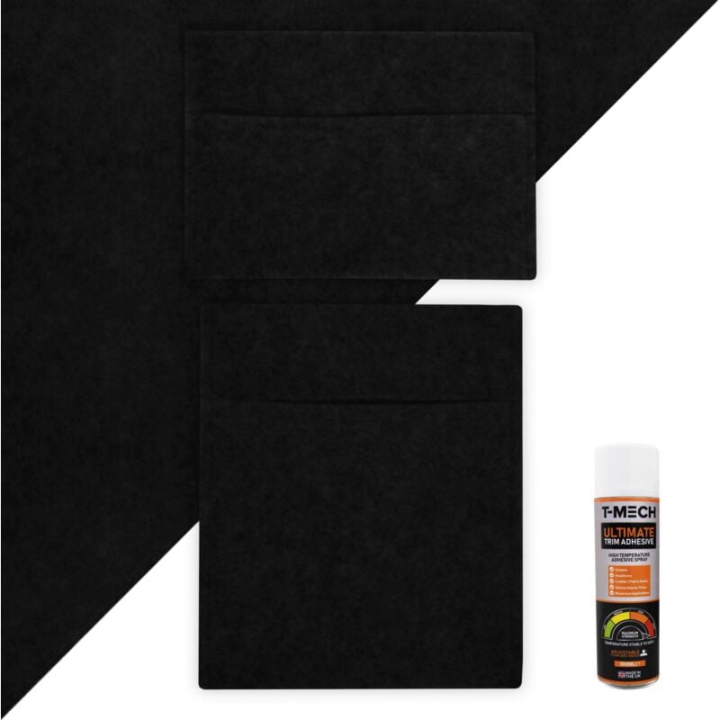 Monster Shop - Doublure Intérieure Noir, 2 Poches de Rangement & 5 Canettes Adhésif, en Feutre pour Van Couverture 11m², Polypropylène Extensible,