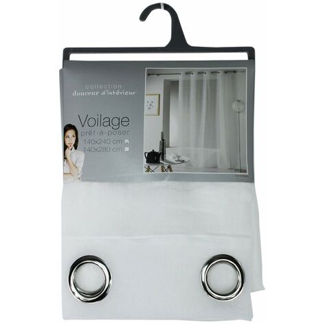 Douceur d' interno Telma Pannello a occhielli poliestere, Poliestere, bianco, 280x140x0.1 cm