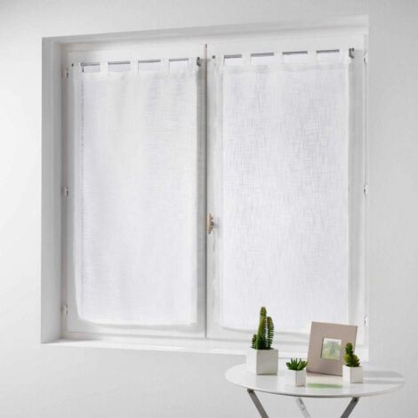 Douceur d'Intérieur 1625250 - Coppia destra passanti effetto lino Tisse haltona, Poliestere, Bianco, 160 x 60 cm