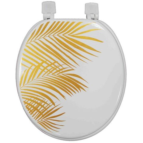 Douceur D'Intérieur – Abattant WC MDF Orbella blanc – Charnières en plastique – Dimensions 37 x 4 x 47 cm – Compatible toutes cuvettes standards – Montage facile