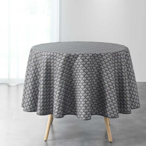 Douceur d'Intérieur, Artchic - Tovaglia rotonda (diametro 180 cm) antracite, poliestere stampato