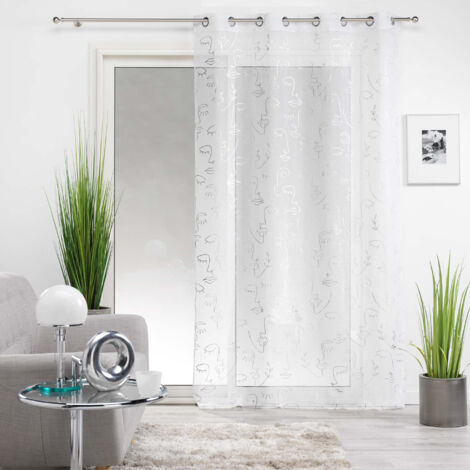 douceur-dinterieur Arty Line rideau blanc et argent 140x240 cm