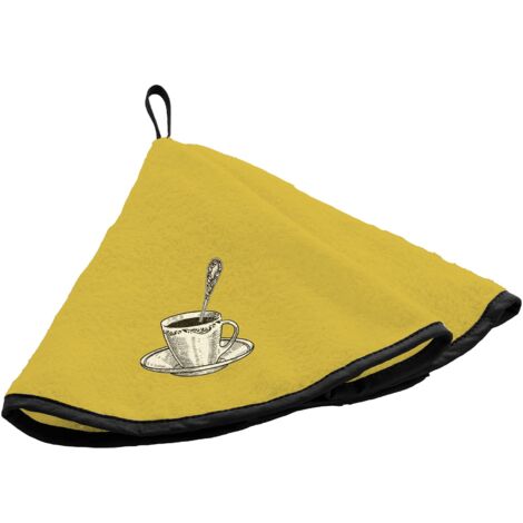 Douceur d'Intérieur, Asciugamano rotondo (diametro 60 cm) tazza giallo, spugna ricamata
