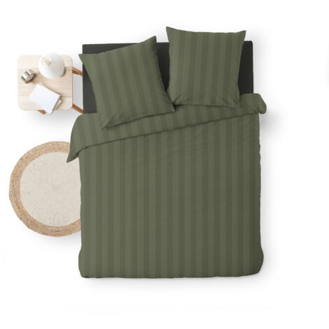 douceur-dinterieur CLEO parure de lit vert kaki 240x220 cm