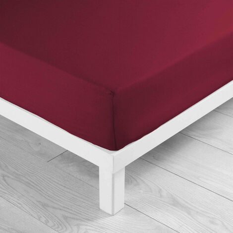 Douceur D'Intérieur – Drap housse 180 x 200 cm – 100 % coton – Densité 57 fils/cm² – Grand bonnet 30 cm – Uni bordeaux