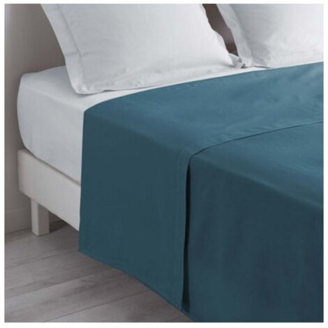 Douceur D'Intérieur – Drap plat 240 x 300 cm 100% coton 57 fils – Couleur bleu nuit – Tissu doux et résistant pour literie élégante