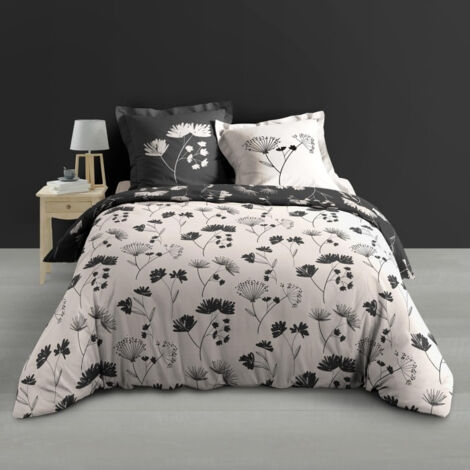 Douceur-dinterieur Iris parure de lit noir et blanc 240x220 cm