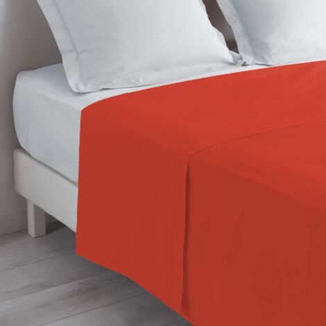 douceur d'intérieur, Lenzuolo piatto 1 piazza 180 x 290 cm 100% cotone, Lina Paprika