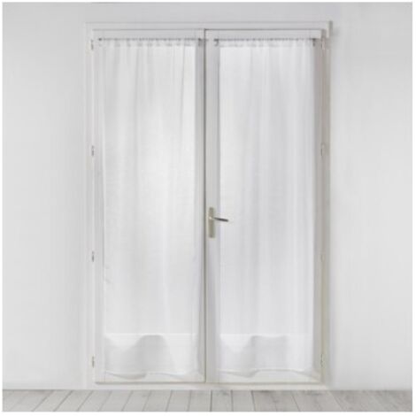 Douceur D'Intérieur – Paire de brise bise 2 x 70 x 200 cm – Voilage unie blanc – Fixation facile sur tringle – Lavable en machine
