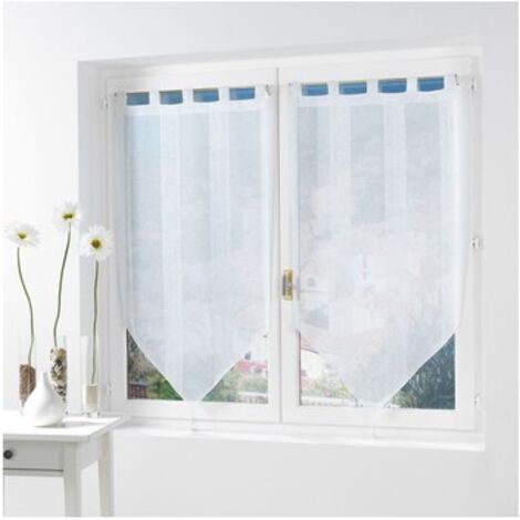 Douceur D'Intérieur – Paire de voilage 2 x 60 x 90 cm – Couleur blanc – Voile léger en sable salina – Lavable en machine – Fixation facile sur tringle