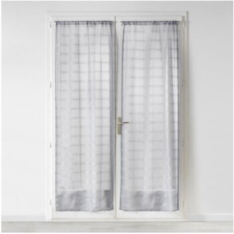 Douceur D'Intérieur – Paire de voilage à fronces 70 x 200 cm – Couleur gris – 100% polyester – Installation facile avec passants intégrés