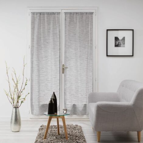 Douceur D'Intérieur – Paire de voilages droits 2 x 70 x 200 cm – Effet lin tissé – Couleur anthracite – Fixation facile sur tringle