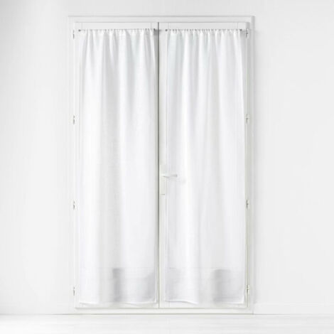 Douceur D'Intérieur – Paire de voilages Haltona blanc 70x200 cm – Effet lin tissé 100% polyester – Installation facile – Laisse passer la lumière