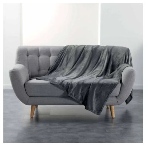 Douceur D'Intérieur – Plaid en flanelle 180x220cm gris – Texture moelleuse – Confort optimal pour moments de détente – Lavable à 30°C