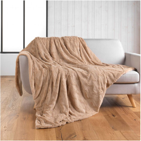 Douceur-dinterieur Plaid imitation fourrure sable 180 x 220 cm