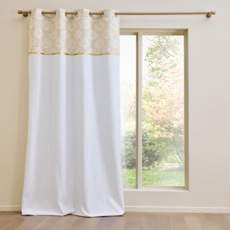Douceur D'Intérieur – Rideau à œillets 140 x 240 cm en coton et polyester – Top imprimé métallisé – Finition élégante pour décoration intérieure