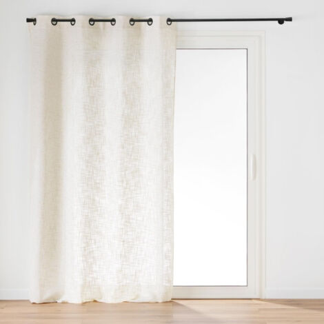Douceur D'Intérieur – Rideau à œillets 140 x 280 cm – Effet lin tissé – Finition œillets métalliques – Laisse passer lumière tamisée