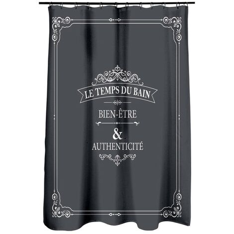 Douceur D'Intérieur – Rideau de douche vintage imperméable 180x200 cm – 100% polyester – Lavable à 30°C – Décoration rétro salle de bain