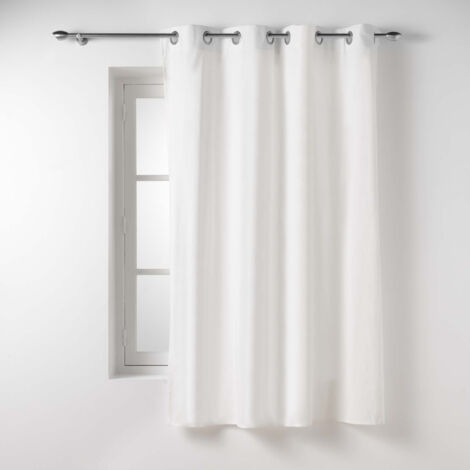 Douceur D'Intérieur – Rideau en poly-coton recyclé blanc 135x180 cm – 61% coton – Lavable en machine à 30°C – 8 œillets argent