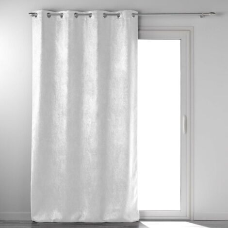 Douceur D'Intérieur – Rideau occultant 135 x 240 cm velours frappé blanc – Bloque la lumière – Confort thermique – Pour chambre à coucher