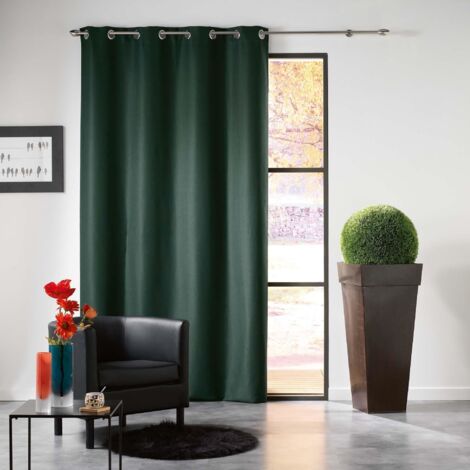 Douceur D'Intérieur – Rideau occultant 140 x 240 cm – Polyester vert – Occultation 90% – Installation facile avec œillets – Lavable en machine