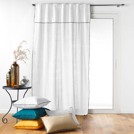 Douceur D'Intérieur – Rideau voilage en coton recyclé blanc 140x240 cm – Passants cachés avec cache-volant – Éco-responsable et élégant