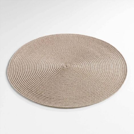 Douceur D'Intérieur – Set de table rond taupe 35 cm – 85% polypropylène – Protection contre rayures – Pour salle à manger et cuisine