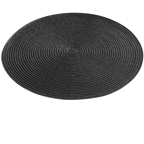 Douceur D'Intérieur – Set de table rond 35 cm en polypropylène noir – Résistant à l'eau – Pour décoration de table moderne – Large choix de couleurs
