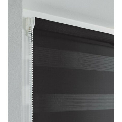 Douceur D'Intérieur – Store enrouleur tamisant 90 x 180 cm – 100% polyester – Installation sans perçage – Système Daynight – Couleur noir