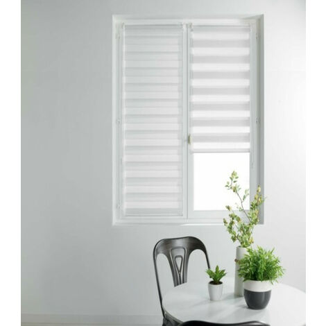 Douceur D'Intérieur – Store enrouleur jour et nuit 90x180 cm – 100% polyester – Installation facile sans percer – Couleur blanche