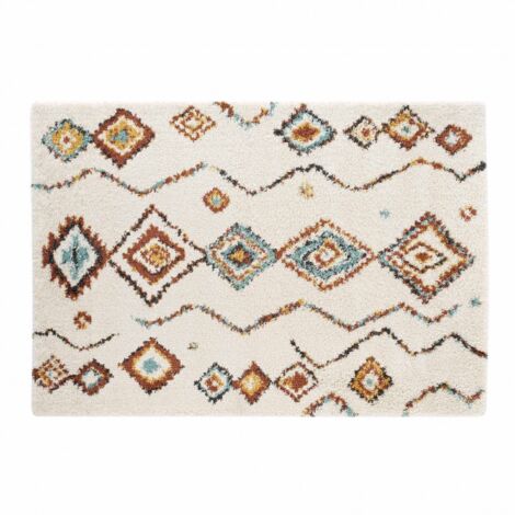 Douceur D'Intérieur – Tapis shaggy rectangulaire 160 x 230 cm en polypropylène – Motif berbère géométrique – Compatible robot aspirateur – Entretien facile