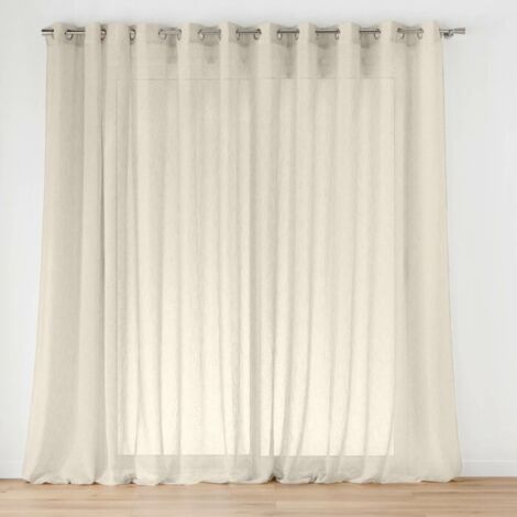 Douceur D'Intérieur – Voilage à œillets 400 x 240 cm – Voile tissé effet lin beige – Fixation œillets métalliques – Pour grandes baies vitrées