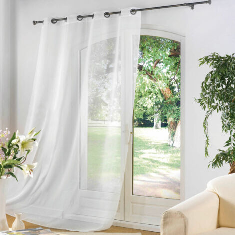Douceur D'Intérieur – Voilage à œillets métalliques 140 x 240 cm – Tissu luminette léger – Installation facile – Pour salon et chambre