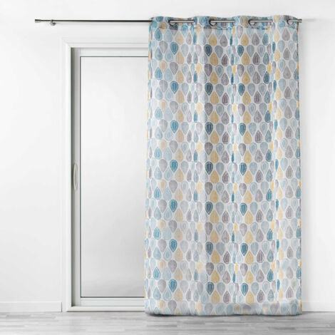 Douceur D'Intérieur – Voilage imprimé Palpito Blanc 140 x 240 cm – Laisse entrer la lumière – Lavable en machine – Protection contre les regards extérieurs