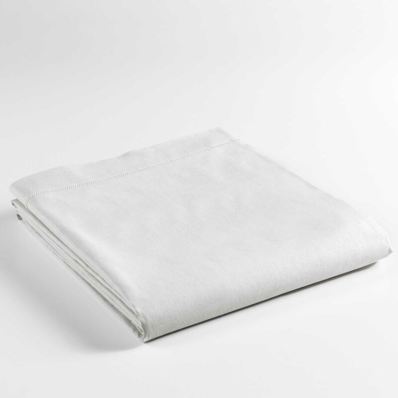 Drap plat 1 personne 180 x 290 cm uni 57 fils lina + point bourdon Blanche