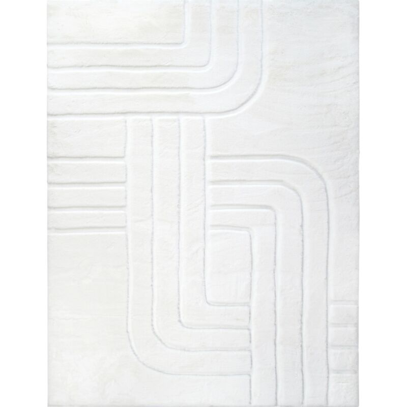 Thedecofactory - douceur lignes - Tapis blanc extra doux motif lignes 160x230