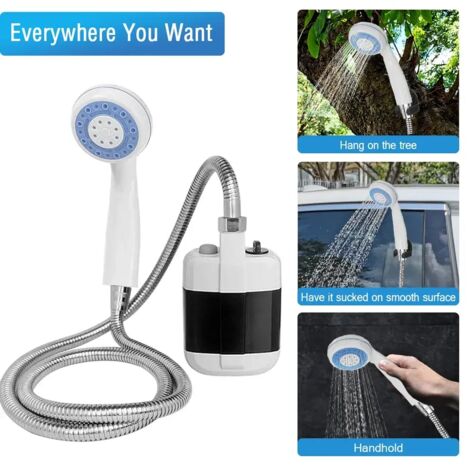 (Douche 2200 mAh A) Pommeau de douche portable rechargeable pour le camping, pompe 3,7 V, portée de 1,5 m, idéal pour les voyages, la randonnée, la plage et le nettoyage des animaux domestiques.